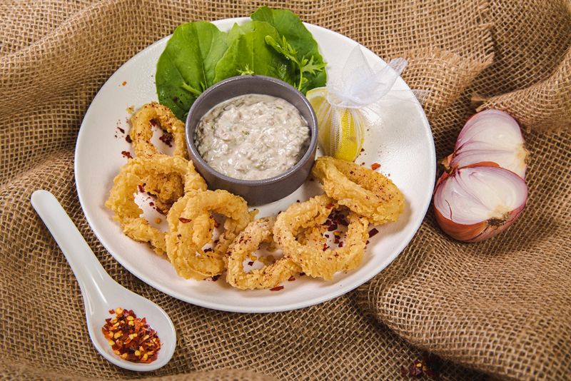 Crispy Calamari rings with lemon aioli at Marcos